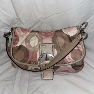 Patterned pink and brown Coach purse